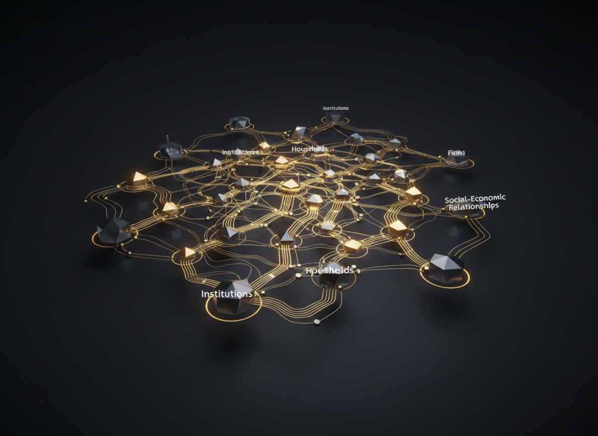 Economic sociology network linking institutions, firms and households through gold data connections