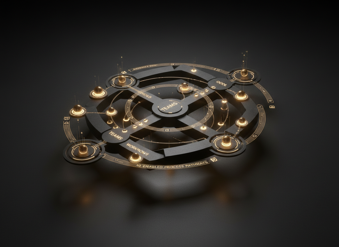 Management transformation system with connected workflows, KPI nodes and governance pathways