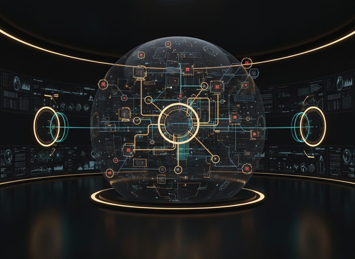 PMO control-room visualization with milestones, dependencies, risks and decision gates