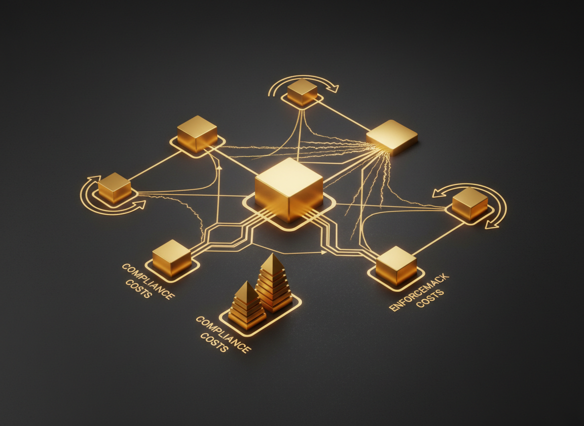 Regulatory impact assessment network with firms, policy nodes and gold compliance pathways